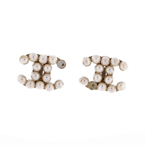 CC Clip-On Earrings Metal and Faux Pearls
