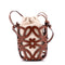 Anagram Drawstring Bucket Crossbody Bag Leather with Canvas Mini