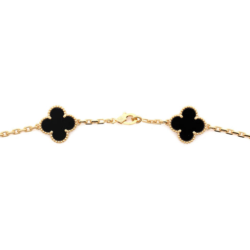 Vintage Alhambra 20 Motifs Necklace 18K Yellow Gold and Onyx