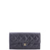 CC Gusset Classic Flap Wallet Quilted Caviar Long