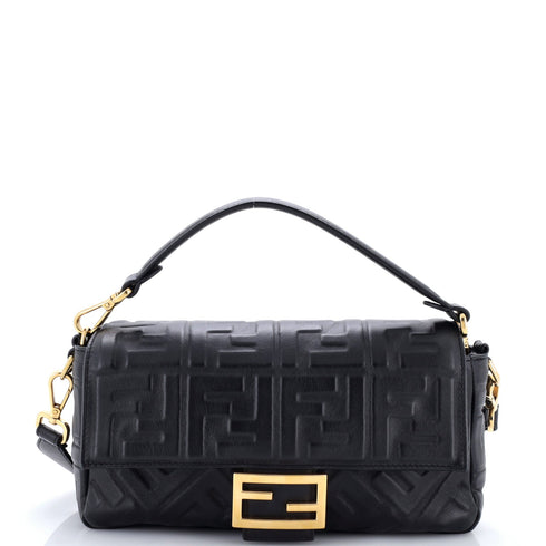 Baguette NM Bag Zucca Embossed Leather Medium