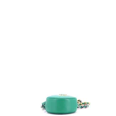 19 Round Clutch with Chain Quilted Leather