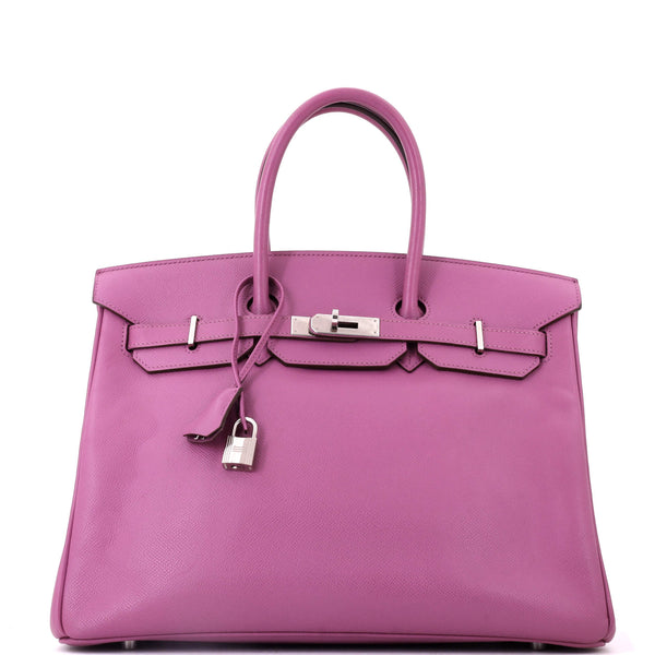 Birkin Handbag Cyclamen Epsom with Palladium Hardware 35