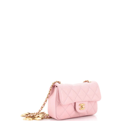Heart Charms Flap Bag Quilted Lambskin Mini