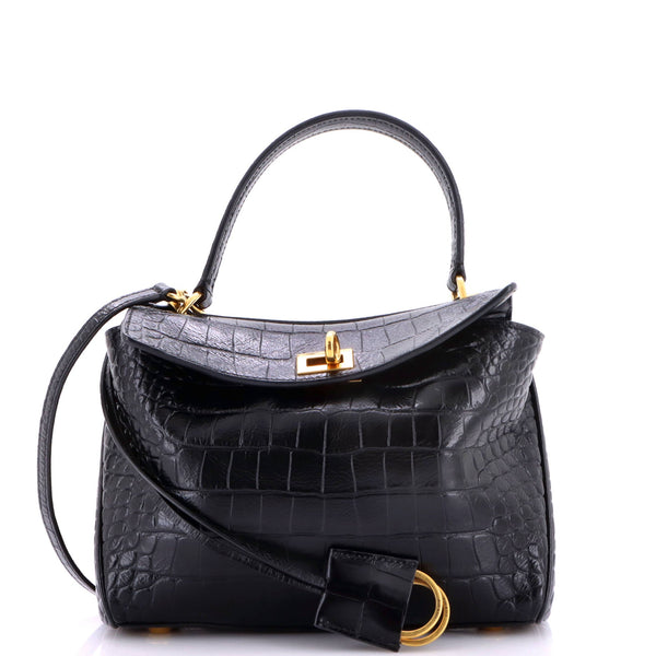 Rodeo Shoulder Bag Crocodile Embossed Leather Mini