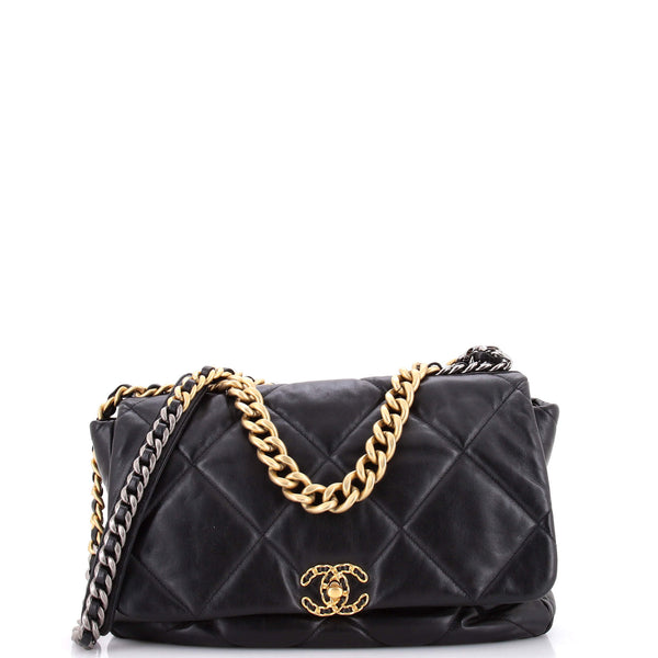 19 Flap Bag Quilted Leather Maxi