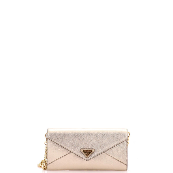 Envelope Wallet on Chain Saffiano Leather
