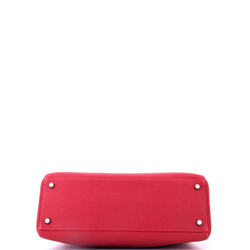 Kelly Handbag Rouge Vif Togo with Palladium Hardware 32