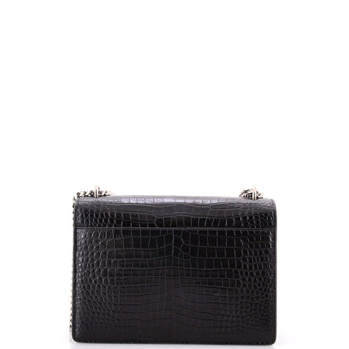 Sunset Crossbody Bag Crocodile Embossed Leather Medium