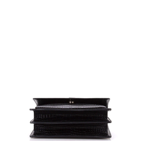 Sunset Crossbody Bag Crocodile Embossed Leather Medium