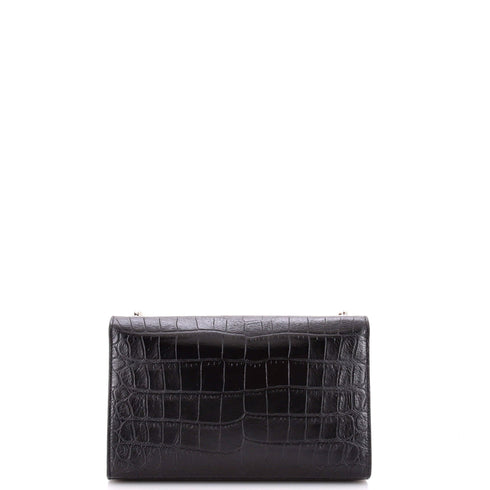 Classic Monogram Tassel Crossbody Bag Crocodile Embossed Leather Medium