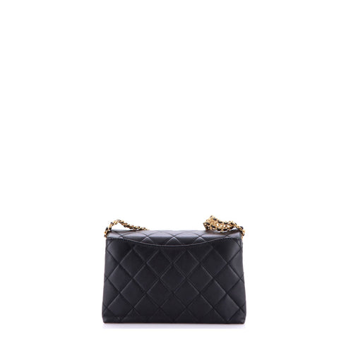 CC Adjustable Buckle Chain Flap Bag Quilted Calfskin Small
