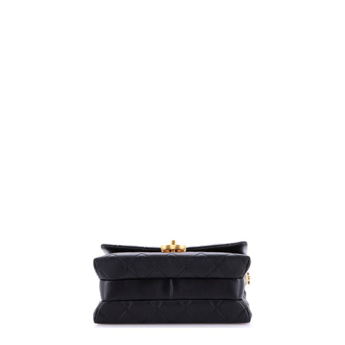CC Adjustable Buckle Chain Flap Bag Quilted Calfskin Small