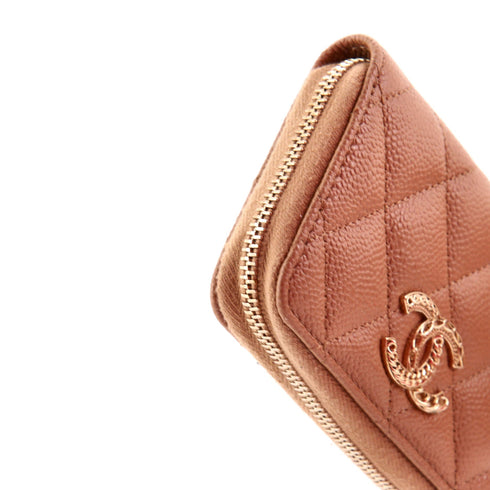 Multichain CC Zip Coin Purse Quilted Caviar Small