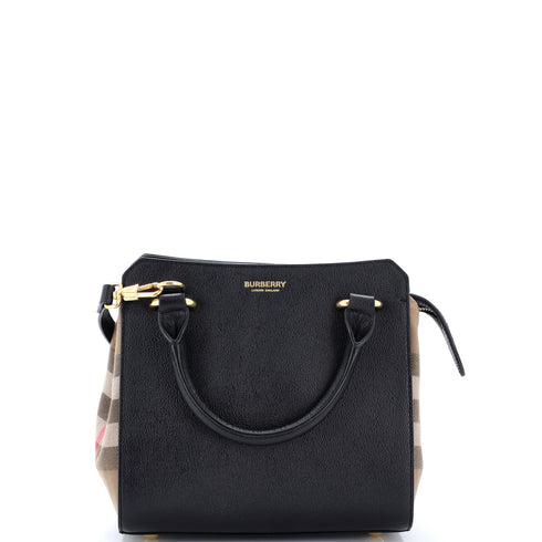 Banwell Tote Leather and House Check Canvas Mini