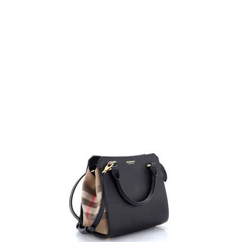 Banwell Tote Leather and House Check Canvas Mini