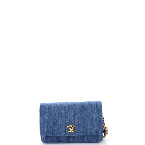 Pearl Crush Wallet on Chain Quilted Denim