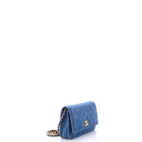Pearl Crush Wallet on Chain Quilted Denim