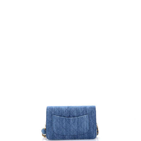 Pearl Crush Wallet on Chain Quilted Denim