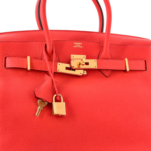 Birkin Handbag Rouge Pivoine Togo with Gold Hardware 30