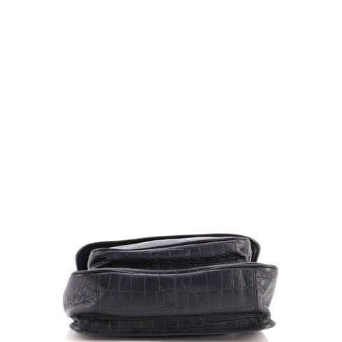 Niki Chain Flap Bag Crocodile Embossed Leather Medium