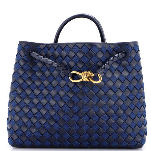 Andiamo Top Handle Bag Intrecciato Nappa and Denim Medium