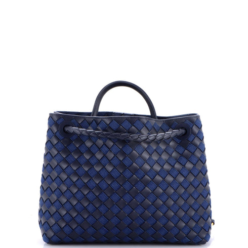 Andiamo Top Handle Bag Intrecciato Nappa and Denim Medium