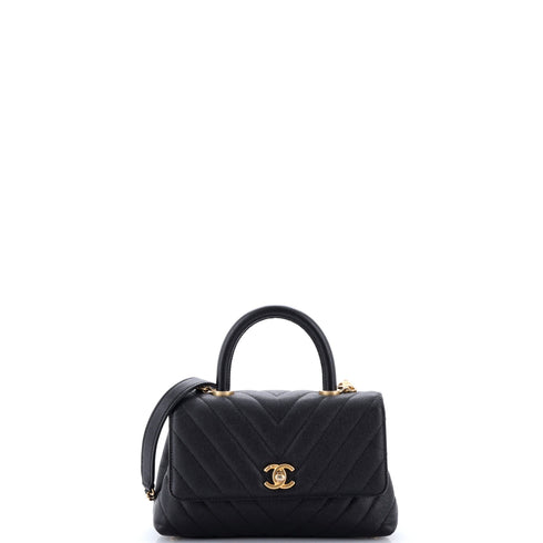 Coco Top Handle Bag Chevron Caviar Mini