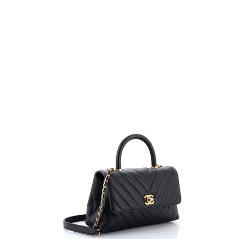 Coco Top Handle Bag Chevron Caviar Mini