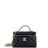 Crystal CC Top Handle Slim Vanity Case with Chain Quilted Lambskin