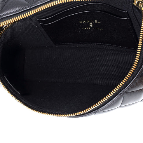 Crystal CC Top Handle Slim Vanity Case with Chain Quilted Lambskin