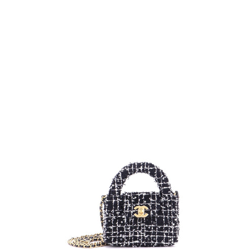 Kelly Top Handle Shopping Bag Quilted Tweed with Sequins Nano