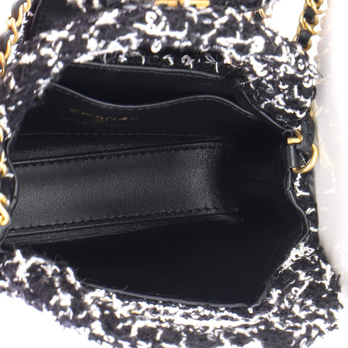 Kelly Top Handle Shopping Bag Quilted Tweed with Sequins Nano