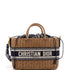 Basket Bag Wicker and Oblique Canvas Large