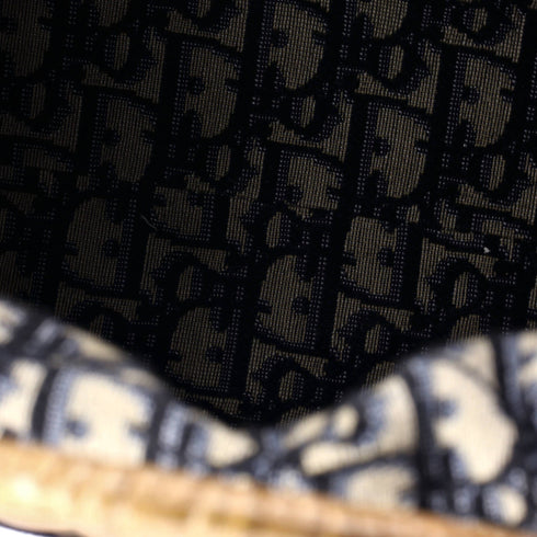 Basket Bag Wicker and Oblique Canvas Large