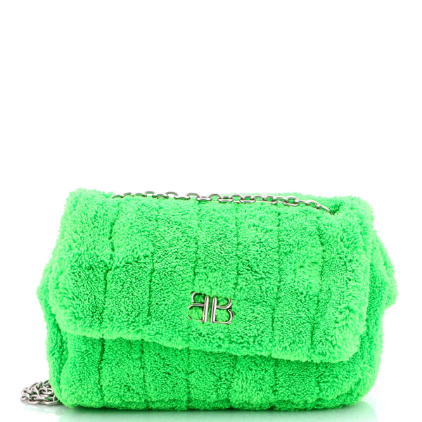 Monaco Chain Flap Shoulder Bag Quilted Terry Cloth Mini