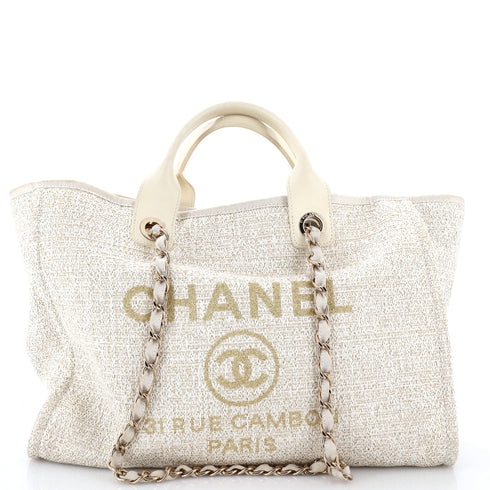 Deauville Tote Raffia with Glitter Detail Medium