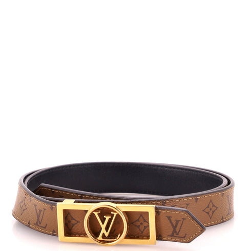 Dauphine Reversible Belt Reverse Monogram Canvas and Leather Thin