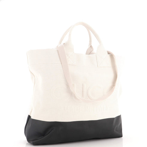 Logo Embossed Open Tote Canvas