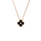 Vintage Alhambra Pendant Necklace 18K Rose Gold and Onyx with Diamond