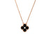Vintage Alhambra Pendant Necklace 18K Rose Gold and Onyx with Diamond