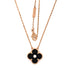 Vintage Alhambra Pendant Necklace 18K Rose Gold and Onyx with Diamond
