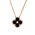 Vintage Alhambra Pendant Necklace 18K Rose Gold and Onyx with Diamond