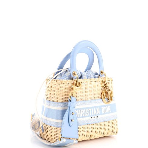 Lady Dior Bag Wicker and Oblique Canvas Medium