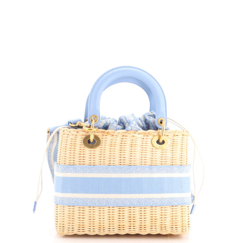 Lady Dior Bag Wicker and Oblique Canvas Medium