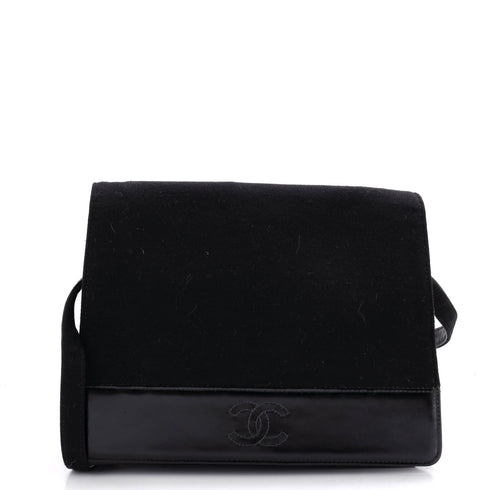 Vintage CC Flap Shoulder Bag Jersey with Patent Medium
