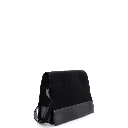Vintage CC Flap Shoulder Bag Jersey with Patent Medium