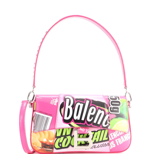 Hourglass Sling Convertible Shoulder Bag Printed Leather Small
