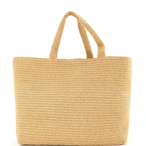 Logo Supple Tote Embroidered Raffia