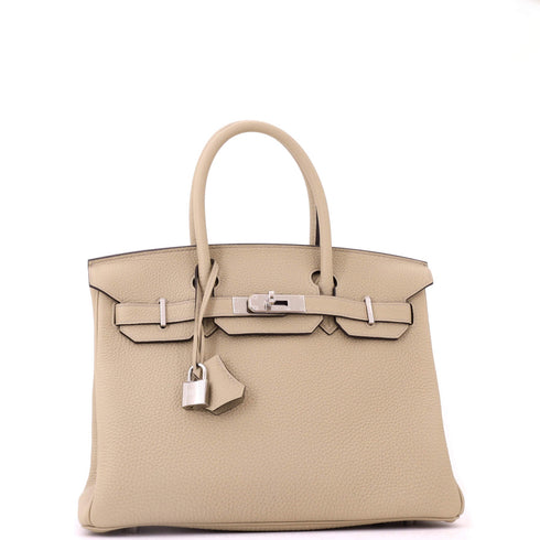 Birkin Handbag Poussiere Togo with Palladium Hardware 30